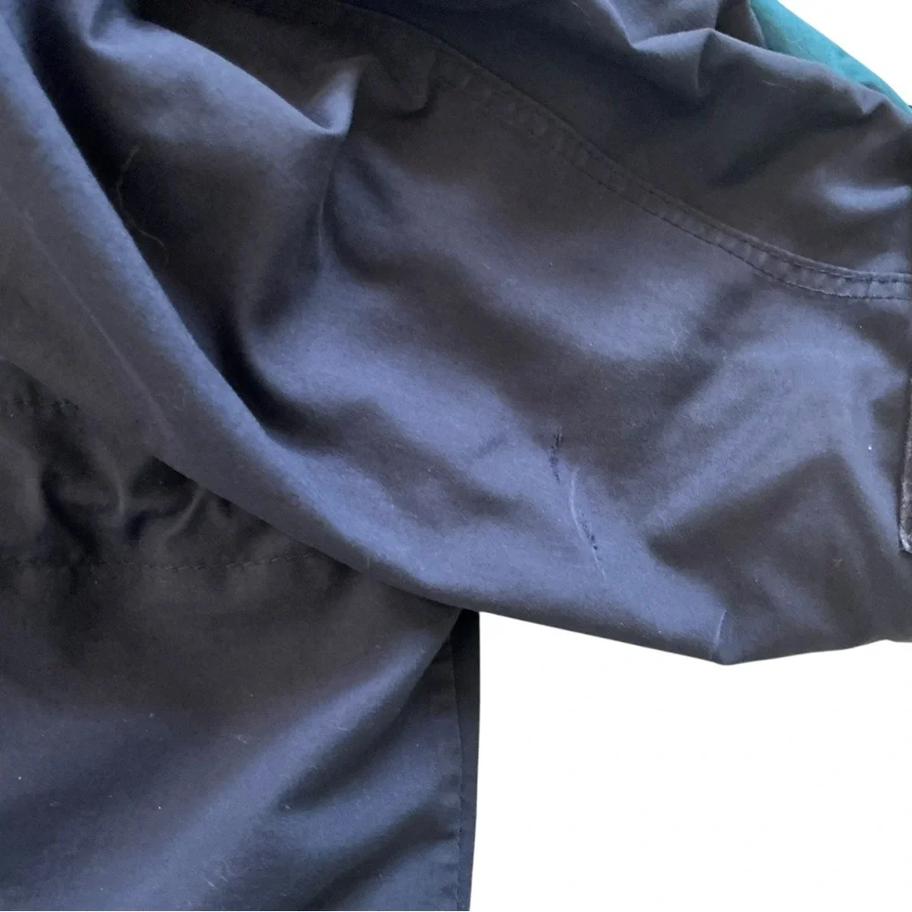 Vintage Patagonia 90s nylon hooded water resistant overcoat lined navy jacket XL